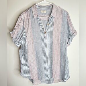 Thread and Supply button down Size M pinstripe swim cover up surf skate beach